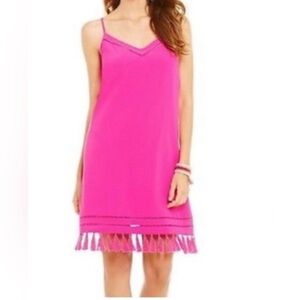 Gianni Bini Black Spaghetti Strap Dress with Fringe Hem